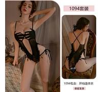 (black, one size fits all) Original Sexy Palm Embroidery Sexy onesie Women's pure desire to open crotch uniform seduction pajamas