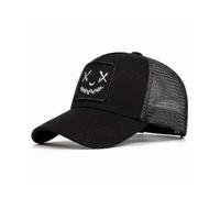 (Black, One size) Smiling Face Embroidery Baseball Cap Unisex Mesh Breathable Hip Hop Trucker Hat Adjustable Sunscreen Dad Hats For Women Men