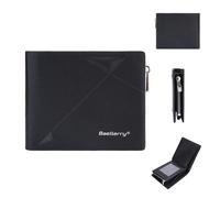 (Black, One size) Vintage Men Wallet Bifold Business Card Coin Purse PU Leather Change Pocket Card Holder Portable Travel Cards Organizer Black