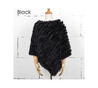 (Black, One Size) Women Knit Rabbit Fur Shawl Poncho Cape Robe Tippet Wrap Female Girl Warm Coat Jakcet CK701