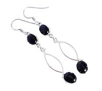 Black Onyx Oval Cabochon Dangle Earrings Sterling Silver Bezel Drop Jewelry Handmade Minimalist Designer Women Accessory Lightweight Statement Chic Gift Fashion Trend Elegant Daily Wear Style