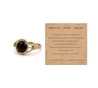 Black Onyx Style Ring for Women Gold Tone Wrapped Knot Ring with Smooth Round Stone Look Dainty Minimalist Finger Jewelry for Daily Wear or Birthday Present, L, Zinc, No Gemstone