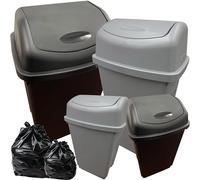 Black or Silver Plastic Swing Bin Waste Recycling Dustbins