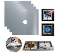 Black or Silver Reusable Gas Stove Protector Heat Resistant Hob Range Burner Protectors Top Cooker Cover Stove Top Non Stick Mats Easy to Clean BPA Free Variety Packs (Pack of 12, Silver)