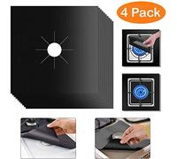Black or Silver Reusable Gas Stove Protector Heat Resistant Hob Range Burner Protectors Top Cooker Cover Stove Top Non Stick Mats Easy to Clean BPA Free Variety Packs (Pack of 12, Black)