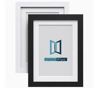 Black or white modern photo picture frames with black, white or ivory mounts, 14x11 Pic Size 12x8, Black