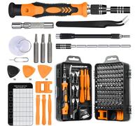 (Black Orange) 135 In 1 Precision Mechanic Screwdriver Tool Set And Opening Tool For Iphone, Pc, Laptop, Ipad, Tablet, Computer, Macbook, Glasses, Xbox, Watches, Cam