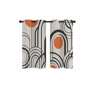 Black Orange Blackout Curtains for Bedroom Living Room, Abstract Line Boho Minimalist Mid Century Arch Geometric 39 In Long Thermal Insulated Room Darkening Drapes Grommet Window Treatments 27.5x39 In