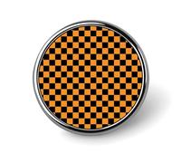 Black Orange Checkered Print Pins for Backpack - Enamel Pins Cute Jacket Coat Hat Bags Badge Pin, Funny Novelty Unique Button Pin Women Men Fashion Jewelry Accessories
