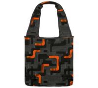 Black Orange Maze Reversible Canvas Shoulder Tote - Double-Sided Print, 12oz Cotton, 27cm Drop, Fold-Flat Bag for Travel, Shopping, Street Outings
