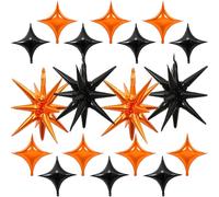 Black Orange Star Balloons - 22 inch Star Foil Mylar Balloons - 10 inch Four-Pointed and Pentagram Balloon for Halloween Themed Party Decorations - Halloween Balloon Arch Kit