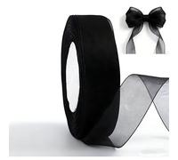 Black Organza Ribbon for Gift Wrapping 25mmx50Yards Bouquet(Black)