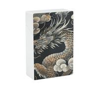 Black Oriental Dragon Cigarette Case, Plastic Waterproof Shockproof, Airtight Push Open Cigarette Box, Capacity King Size Cigarette Holder, Portable Cigarette Container for Outdoor Travel Camping Offi