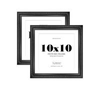 Black Ornate Picture Frame 10x10 With 9x9 Mount for Photos - Wall & Table Display, Square, 2 Pack