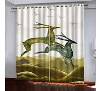Black Out Curtains For Bedroom Uk Abstract Running Elk Blackout Curtain 3D Super Soft Kids 78x78Inch 2Pcs Thermal Insulated Ring Top Eyelet Room Darkning Living Room