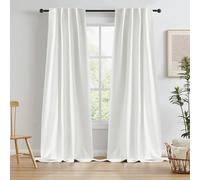 Black Out KEQIAOSUOCAI Natural Blackout Curtains 120 Inch Length 10 FT 2 Panels, Boho Farmhouse Window Curtain Drapes for Living Room Rod Pocket/Back Tab/Hook Belt 34 by 120-inch