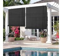 Black Outdoor Bamboo Blind 80% Blackout Bamboo Blinds for Windows Shutters Kitchen Roman Roller Blinds 50 60 80 90 100 110 120 140 150 160cm Wide Light Filtering Privacy for Patio Porch(W120xH160cm)