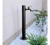 Black Outdoor Garden Pillar Faucet, Cylindrical Freestanding Water Column, Heavy Duty Stainless Steel for Patio Backyard Floor Mount Water Tap(Height: 95cm/37.4in)