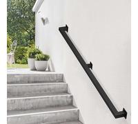 Black Outdoor Grab Rail - 60cm 1m 1.5m 280cm 300cm 3.6m 4.8m Stairway Railing Square Pipe Staircase Handrail Banister External Outside Wall Mount Safety Hand Rails Support Kit(16ft/4.8m)