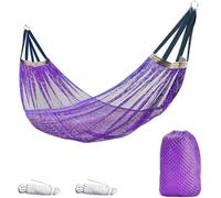 Black Outdoor Hammock - Super Soft & Breathable Nylon Mesh, Portable Camping Hammock With Carry Bag, Handwoven Mayan Family Hammock For Patio & Backyard Relaxation Purple One Size