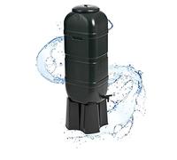 Black Outdoor Slim Line 100 Litre Space Saver Rain Collector Water Butt Kit Complete With Stand, Lid & Diverter