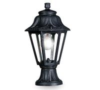 Black Outdoor Traditional Vintage Coach Lantern Pedestal Post Light | IP55 Rated | 39cm Height | 1 x ES E27 Lamp Required | Garden - Patio - Driveway | UK Approved | Polycarbonate Resin Coastal