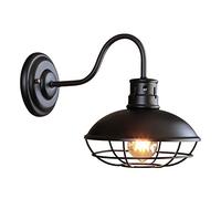 Black Outdoor Wall Sconce Lantern - Vintage Amen Style Light Fixture for Garage, Entryway, Patio, Porch, and Hallway - Exterior Mounting Solution