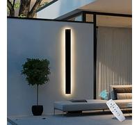 Black Outside Wall Lights LED Dimmable Remote Control Long Strip IP65 Waterproof Lamp Wall Sconce Outdoor/Indoor Modern Up Down Wall Lighting Living Room Bedroom Hallway Corridor Stairs Garden,100cm