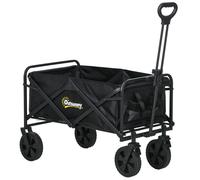 (Black) Outsunny Folding Outdoor Storage Trolley Cart Bag Trolley Cart Bag