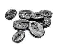 Black Oval 2 Hole Buttons with Grey/Silver Pearlescent MARBLING 18mm (12, 18mm)