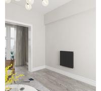 Black Oval Radiator Double Modern Central Heating Radiator Designer 600x590mm Radiator