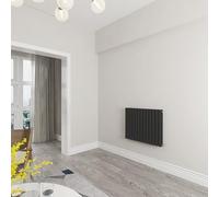 Black Oval Radiator Double Modern Central Heating Radiator Designer 600x767mm Radiator