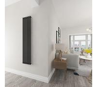 Black Oval Radiator Single Modern Central Heating Radiator Designer 1600x354mm Radiator