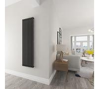 Black Oval Radiator Single Modern Central Heating Radiator Designer 1600x472mm Radiator