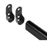 Black Oval Steel Wardrobe Rail/Rod, Customizable Length, Includes Rail End Supports (700mm)
