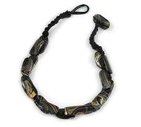 Black Oval Wood Bead with Colour Fusion Cotton Cord Necklace - 44cm L