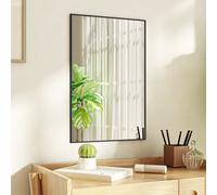 Black Over-Door Mirror 40x60 cm Aluminium Glass Metal Frame Space-Saving Design