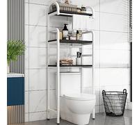 Black Over The Toilet Shelf nizer - 3-Layer Freestanding Bathroom Storage Eco-Friendly Panels Non-Slip Feet Space-Saving Easy Installation