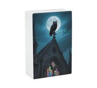 Black Owl on Church Cigarettes Box Crush Proof, Waterproof, Hard Plastic Cigarette Holder Case, Stylish Lighter Holderfor Men/Women