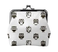 Black Owls, PU Leather Coin Purse, Small Wallets, Change Pouch with Kiss Lock Clasp Buckle, Change Purse