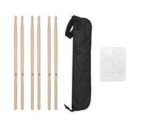 Black Oxford Cloth Drumstick Bag with Maple Wood Drum Sticks and Transparent Mute Pad Set, Complete Drum Accessory Kit for Silent Practice on Snare Drum and Full Drum Set