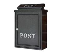 Black "Oxford" Wall Mounted Post Box with Silver Text | Traditional Style Secure Mailbox for Home or Office Outdoor Use Decorative Wall Mounted Organiser Stylish Front Door Accent