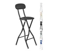 (BLACK, PACK OF 1) Folding Bar Stools Breakfast Kitchen Restaurant