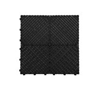 (Black , Pack of 15) Modular Interlocking Ribbed Garage Flooring Tiles