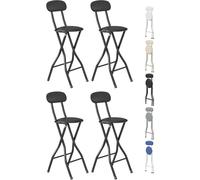 MCC Direct Folding Breakfast Bar Stool Padded High Chair Set Of 4 Black