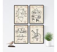 BLACK - Pack of 4 sheets with Patent BICYCLES 2. Set posters with inventions and old patents. Choose the color you like. Printed on 250 grams