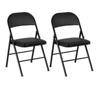 Homcom 2 Pack Padded Folding Chairs With Cushioned Seat And Metal Frame Black