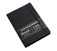 Black Page Journal for Drawing, A5 Notebook for Artists and Notes | PU Cover, Vivid Metallic Effects, No Bleed-Through, Suits White Ink Pens, Markers, Classroom Work or Travel