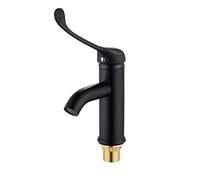 Black Paint Medical Long Handle Hot and Cold Water Tap Copper Lab Elbow Touches The Mixer Tap Hospital Wash Basin Zinc Alloy Handle Faucet Vessel Faucet