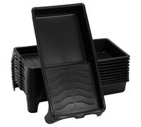 Black Paint Trays, 12-Pack of Plastic Painting Tray for 4-Inch Rollers, Deep Wells, Ribbed, Reusable with Some Paints